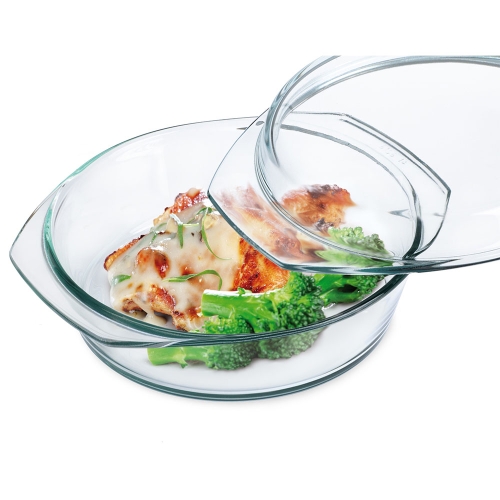Ronde glazen ovenschaal met deksel, 18 cm - Simax