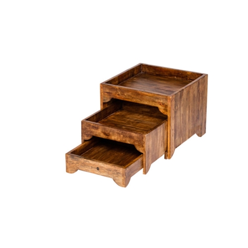 Mangohouten buffettafel met drie niveaus - Patina