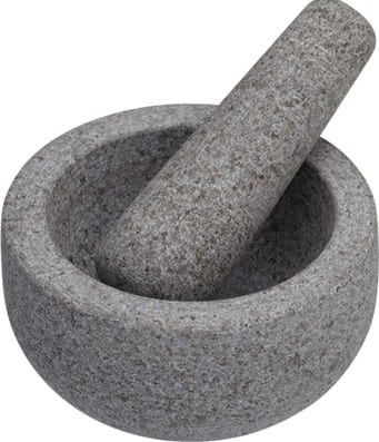 Vijzel en stamper in graniet, 12x6,5 cm, geschenkverpakking