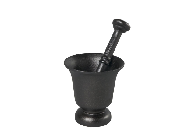 Vijzel met voet 11,5 cm hoog, gietijzer