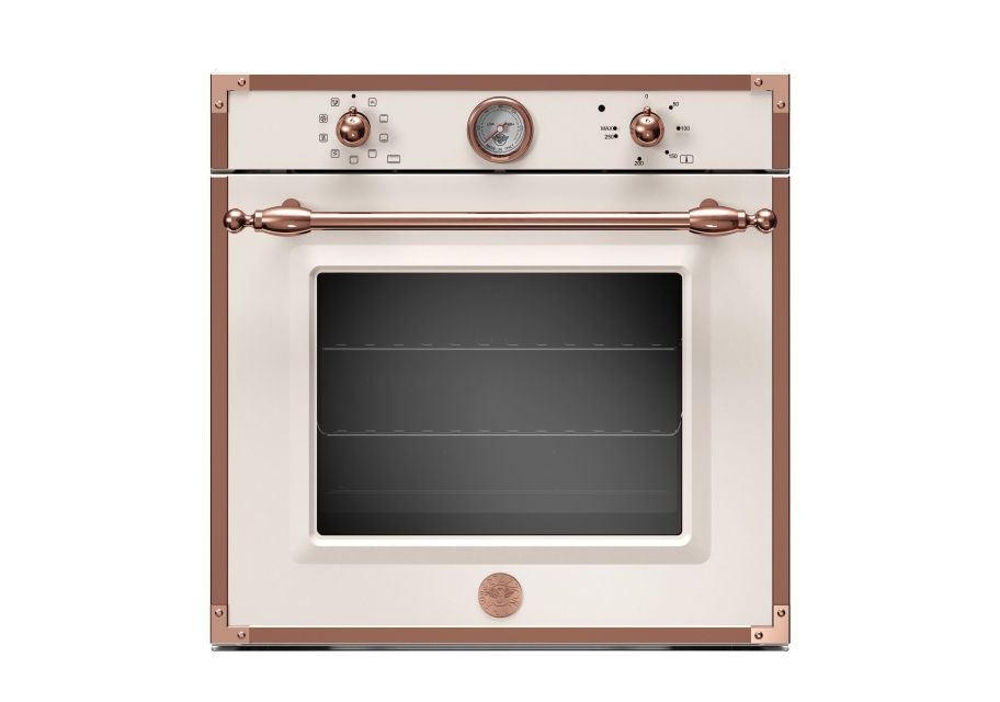 Ivoorwitte inbouwoven met messing Gastronorm s, 60 cm, Heritage - Bertazzoni