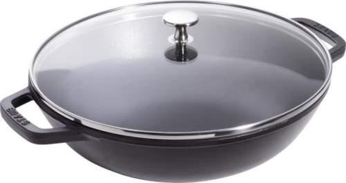 Wok met glazen deksel, zwart - Staub