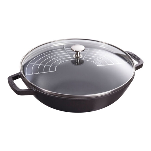 Wok met glazen deksel, Zwart - Staub