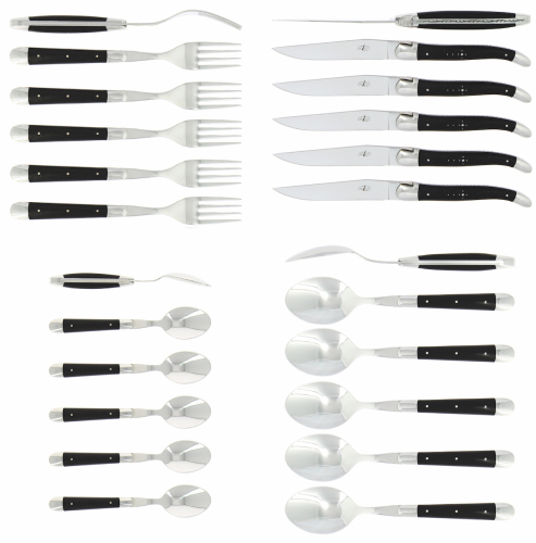 Bestekset 03, Ebbenhouten grepen, gepolijst, Tradition - Forge de Laguiole