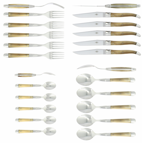 Bestekset 03, Handgrepen gepolijst hoorn, Tradition - Forge de Laguiole