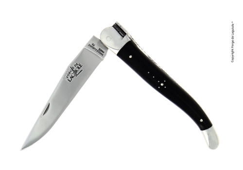 Vouwmes, 12 cm, handgreep donker hoorn, gepolijst, Tradition - Forge de Laguiole