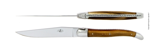 Twee messen, Pistage handvat, gepolijst, Tradition - Forge de Laguiole