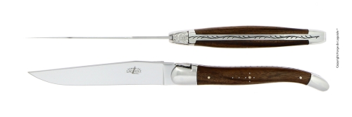 Twee messen, Walnoot handvat, gepolijst, Tradition - Forge de Laguiole