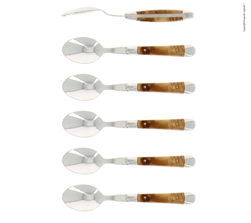 Zes dessertlepels, En handvat, gepolijst, Tradition - Forge de Laguiole