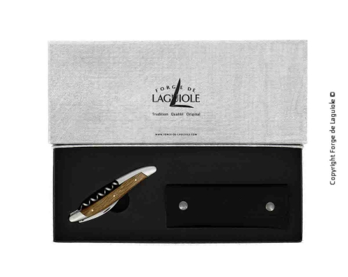 Sommeliermes van Versteend Eikenhout, gedamasfalteerd met decoratie, Collectie - Forge de Laguiole