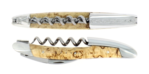 Berken sommeliermes, gedamasceerd met decoratie, Collectie - Forge de Laguiole