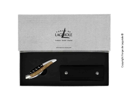 Versteend eiken Sommeliermes, gedamasceerd met decoratie, Collectie - Forge de Laguiole