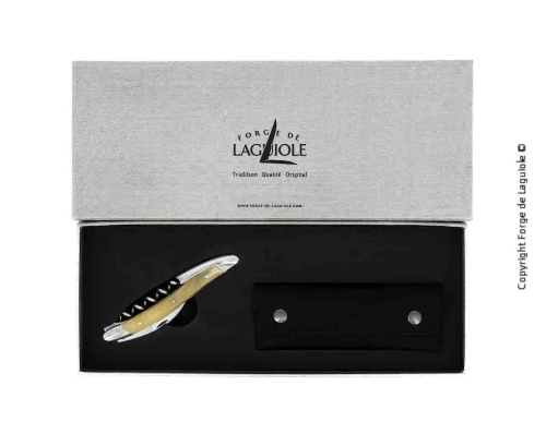 Sommeliermes van licht hoorn, gedamasfalteerd met decoratie, Collectie - Forge de Laguiole