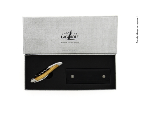 Sommeliermes van Olijf, gedamasfalteerd met decoratie, Collectie - Forge de Laguiole