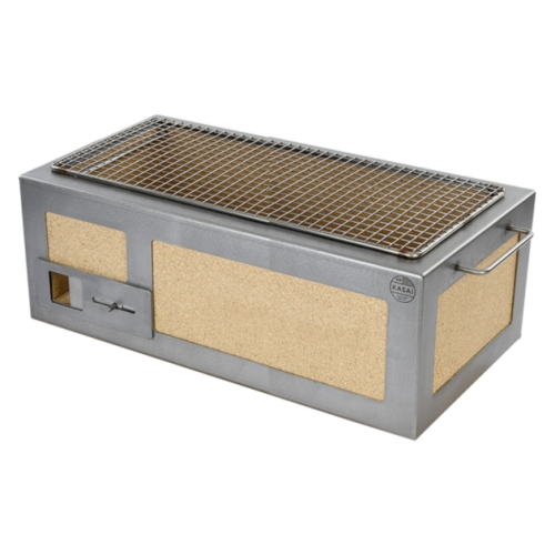 Tafelgrill/Konro Grill met Roestvrijstalen Frame, Medium Lang 54 x 26,5 cm - Kasai