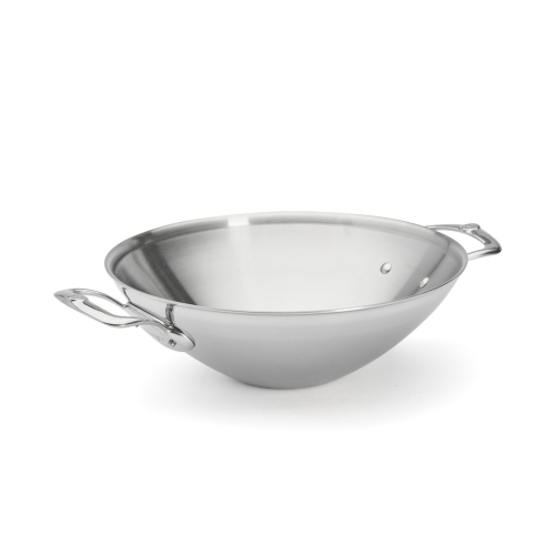 Wok in roestvrij staal met twee handgrepen, 32 cm, affiniteit - de Buyer