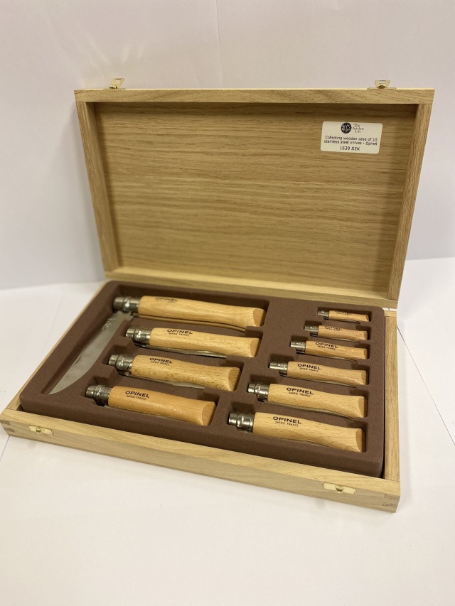 Messen in verzamelbox, RVS, 10 stuks - Opinel