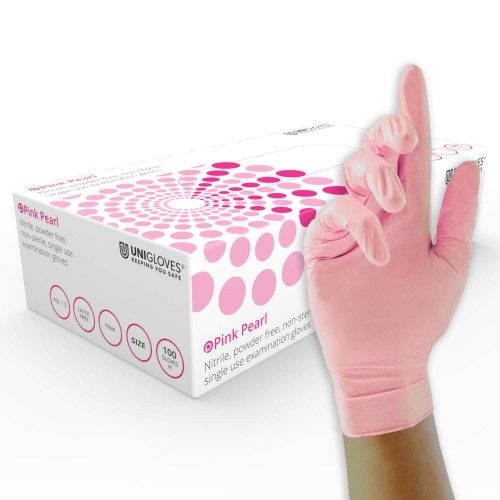 Nitril handschoen, roze, 100 stuks - Unigloves