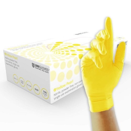 Nitril handschoen, geel, 100 stuks - Unigloves