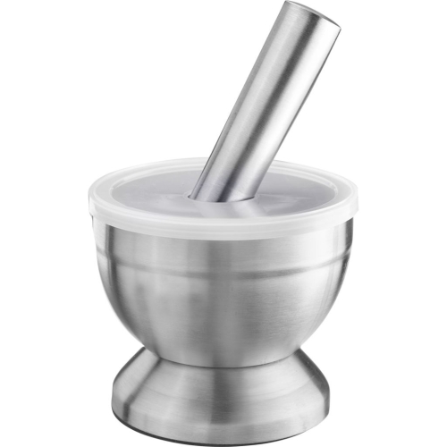 Roestvrijstalen vijzel met spatdeksel, 10 cm - Westmark