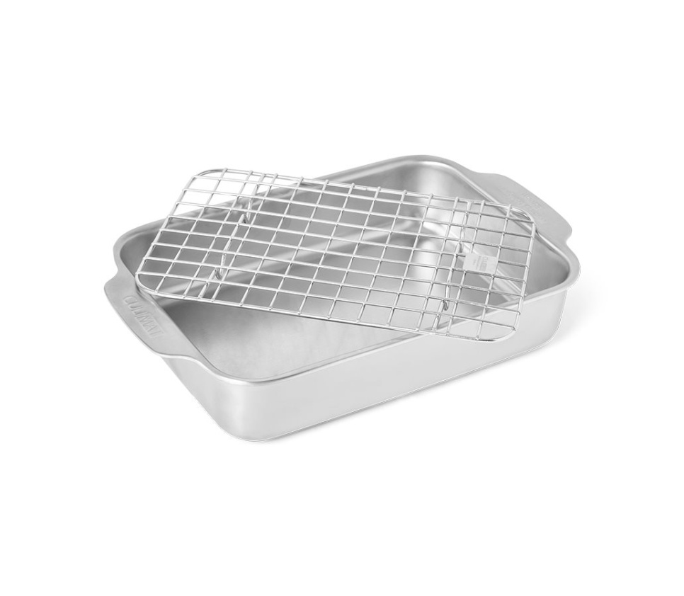 Ovenschaal met rooster, 25x18 cm, roestvrij staal - Culimat