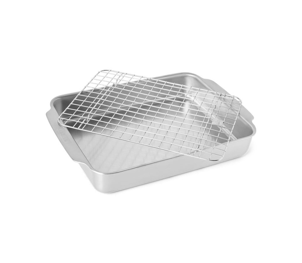 Ovenschaal met rooster, 24x26 cm, roestvrij staal - Culimat