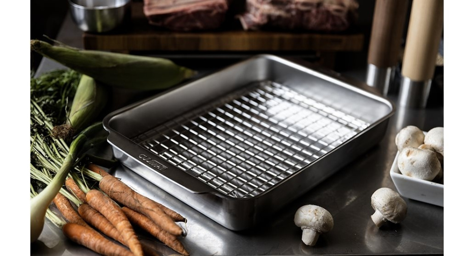 Ovenschaal met rooster, 24x26 cm, roestvrij staal - Culimat