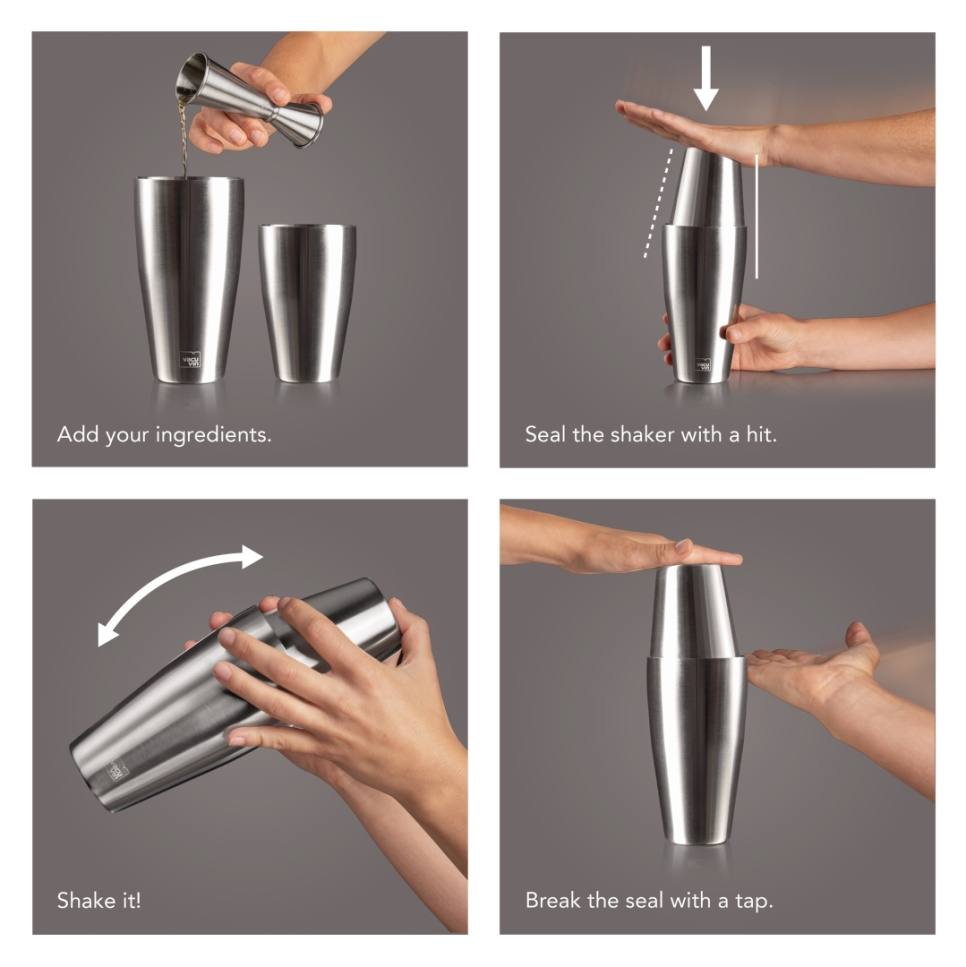 Cocktail Shaker/Boston Shaker, tin op blik - Vacuvin
