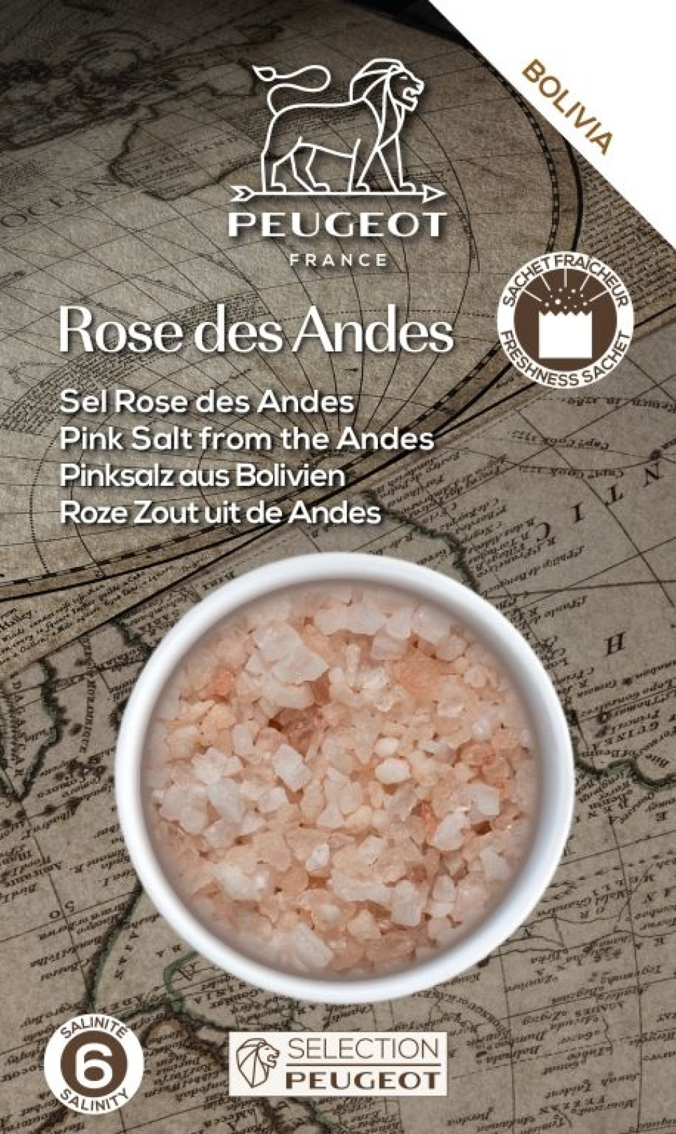 Molenzout, Roze, 350 g, Bolivia - Peugeot in de groep Koken / Specerijen & Smaakstoffen / Zout bij The Kitchen Lab (1090-35294)