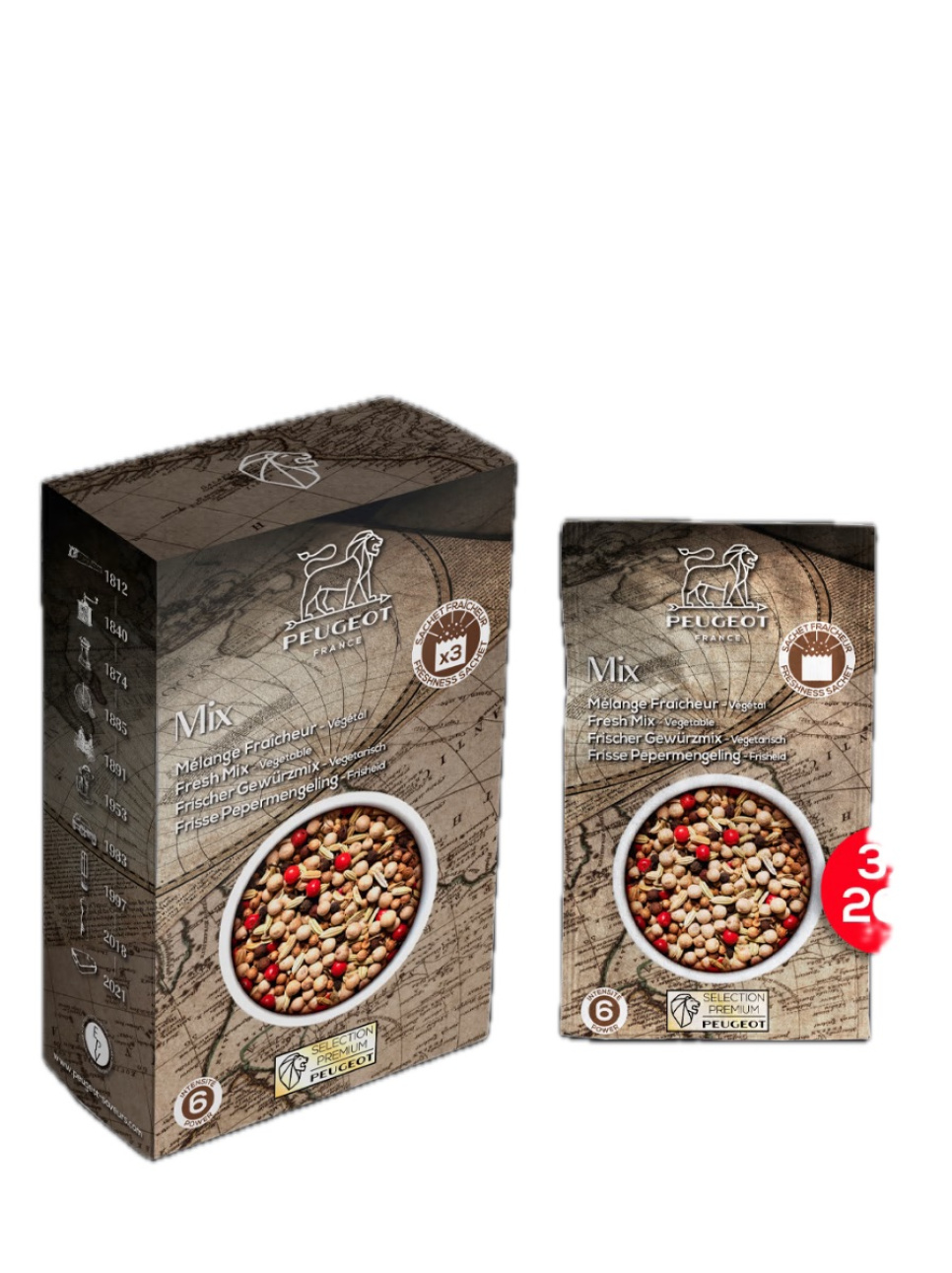 Peper, Fresh mix, 60 g - Peugeot in de groep Koken / Specerijen & Smaakstoffen / Peper bij The Kitchen Lab (1090-35299)