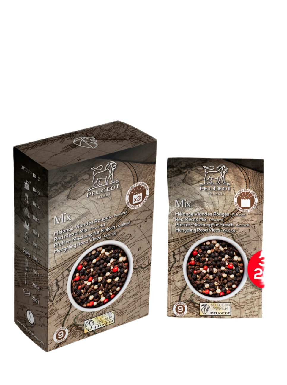 Peper, Red Meat Blend, 60 g - Peugeot in de groep Koken / Specerijen & Smaakstoffen / Peper bij The Kitchen Lab (1090-35300)