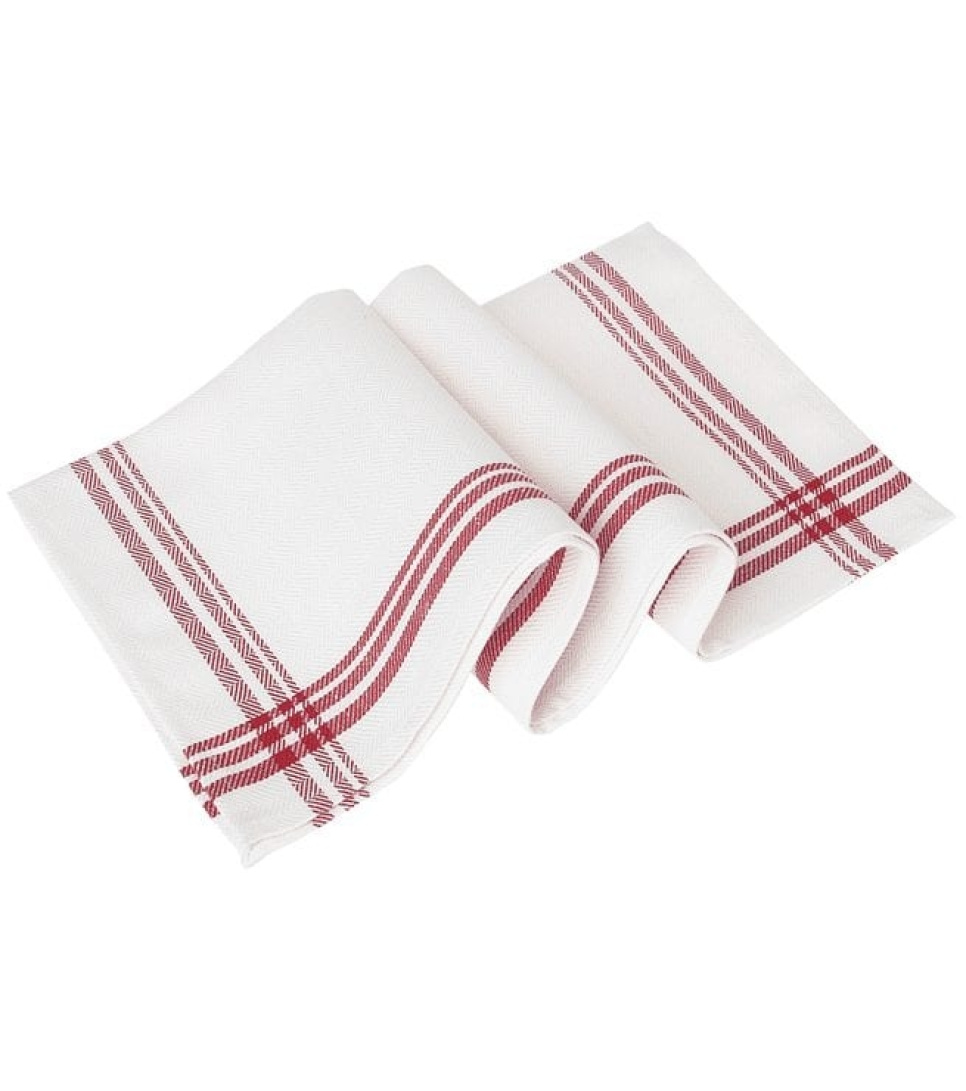 Koksschort, wit met rode strepen, 50x70cm. 6 pak. in de groep Koken / Keukentextielen / Keuken handdoeken bij The Kitchen Lab (1092-10653)
