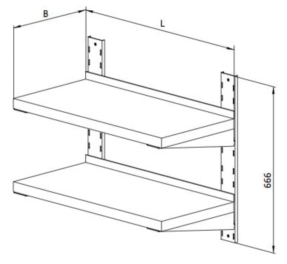 RVS wandplank, dubbel