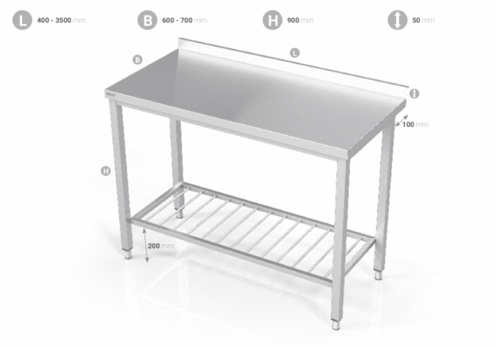 RVS bank met roosterblad in de groep Keuken interieur / Roestvrij stalen interieur / Roestvrij stalen banken bij The Kitchen Lab (1102-21274)