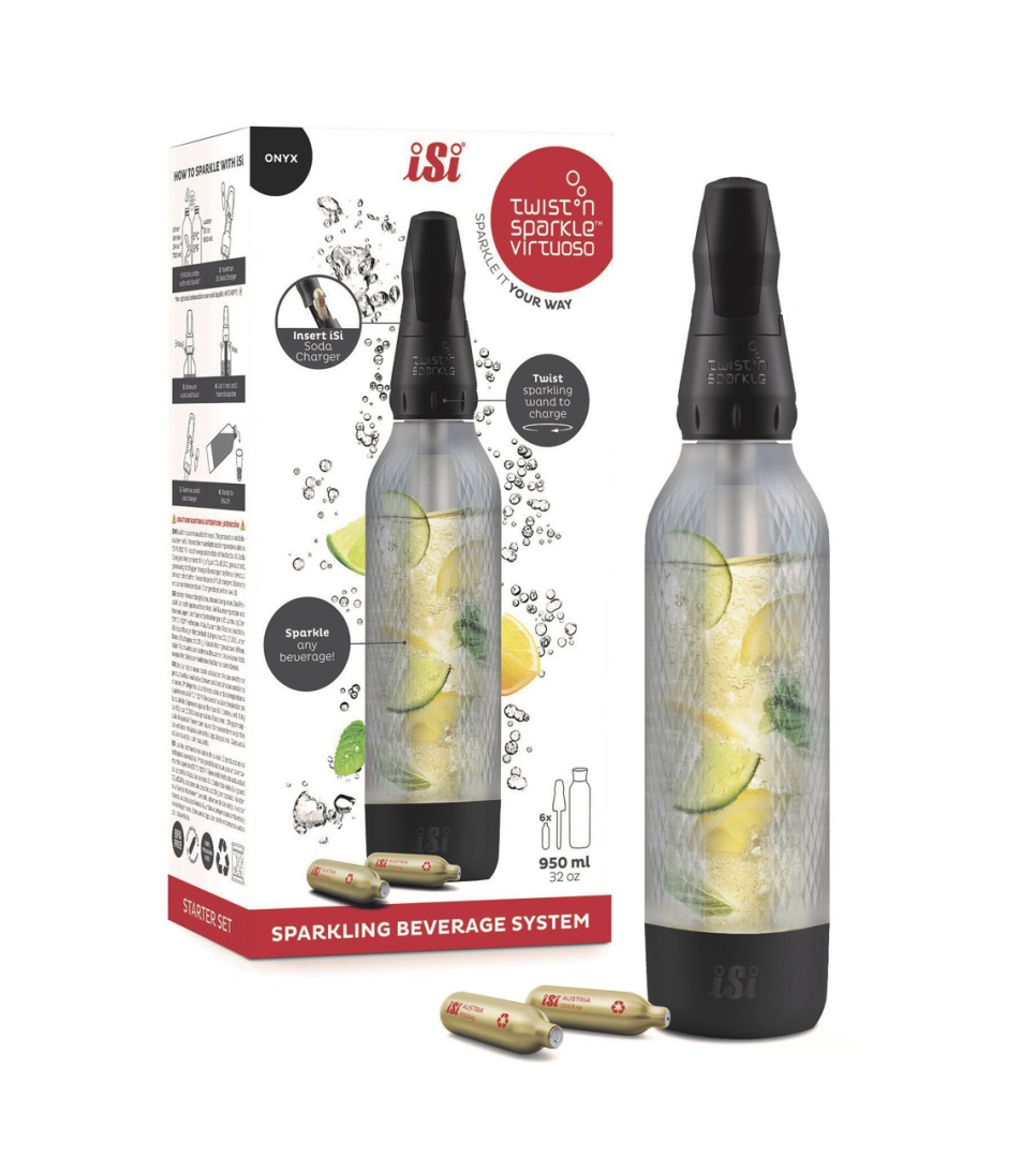 Twist\'n Sparkle Virtuoso Starter Set, Onyx - iSi in de groep Keukenapparatuur / Overige keukenapparatuur / Koolzuurmachine bij The Kitchen Lab (1362-35568)