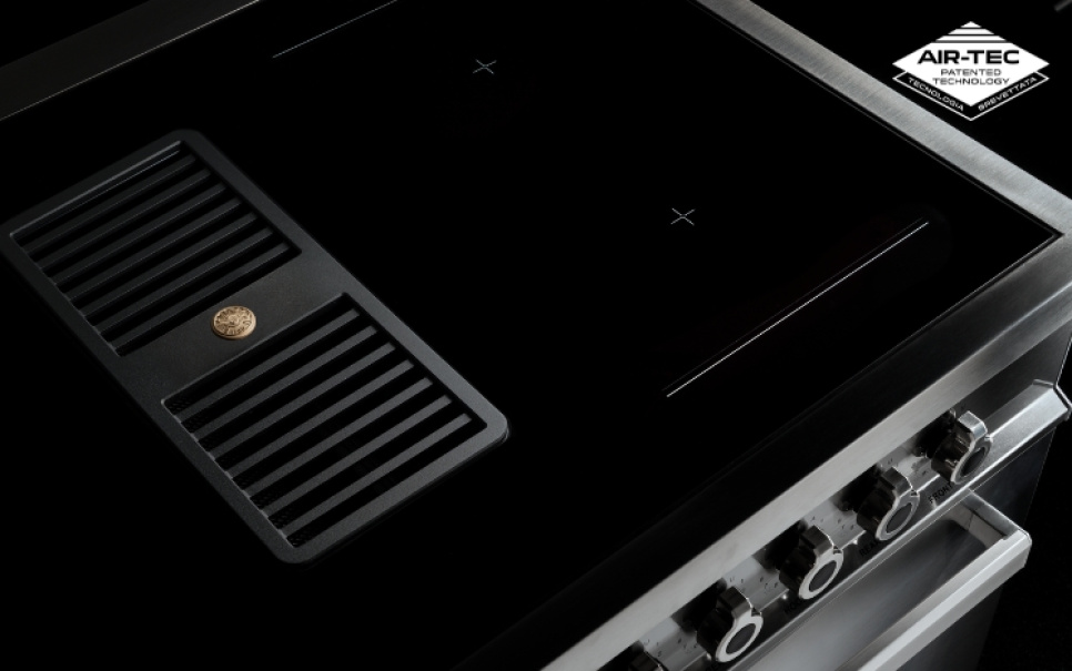 Vrijstaande kookplaat Professional, Geïntegreerde afzuigkap, 90 cm, Roestvrij staal - Bertazzoni Vrijstaande kookplaat Professional, Geïntegreerde afzuigkap, 90 cm, Roestvrij staal - Bertazzoni