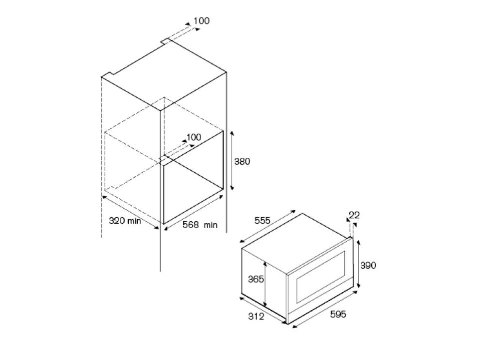 Magnetron Modern, Wandmodel, 38 cm, Zwart - Bertazzoni Magnetron Modern, Wandmodel, 38 cm, Zwart - Bertazzoni