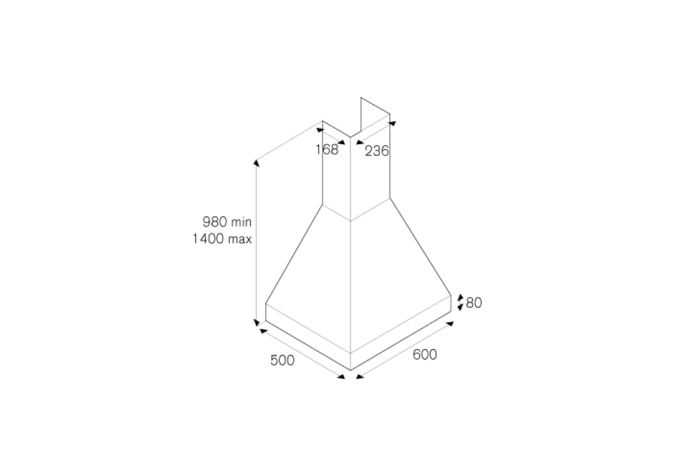 Fan Master, wandmodel 60 cm, Roestvrij staal - Bertazzoni