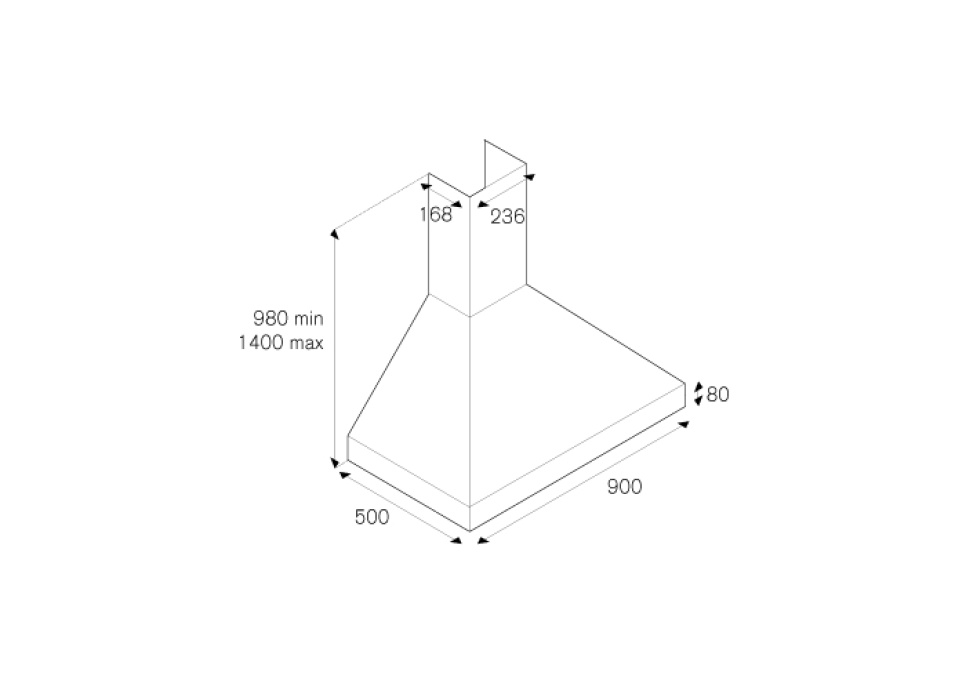 Fan Master, wandmodel 90 cm, roestvrij staal - Bertazzoni