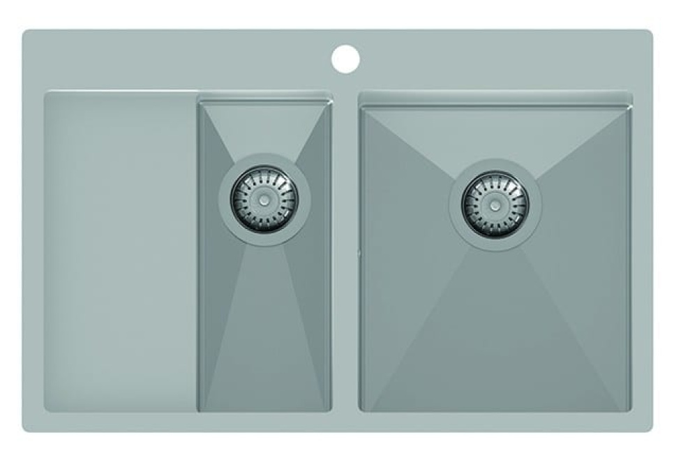 RVS dubbele spoelbak 780 x 500 mm met legbord links in de groep Keuken interieur / Wasbak bij The Kitchen Lab (1416-12560)