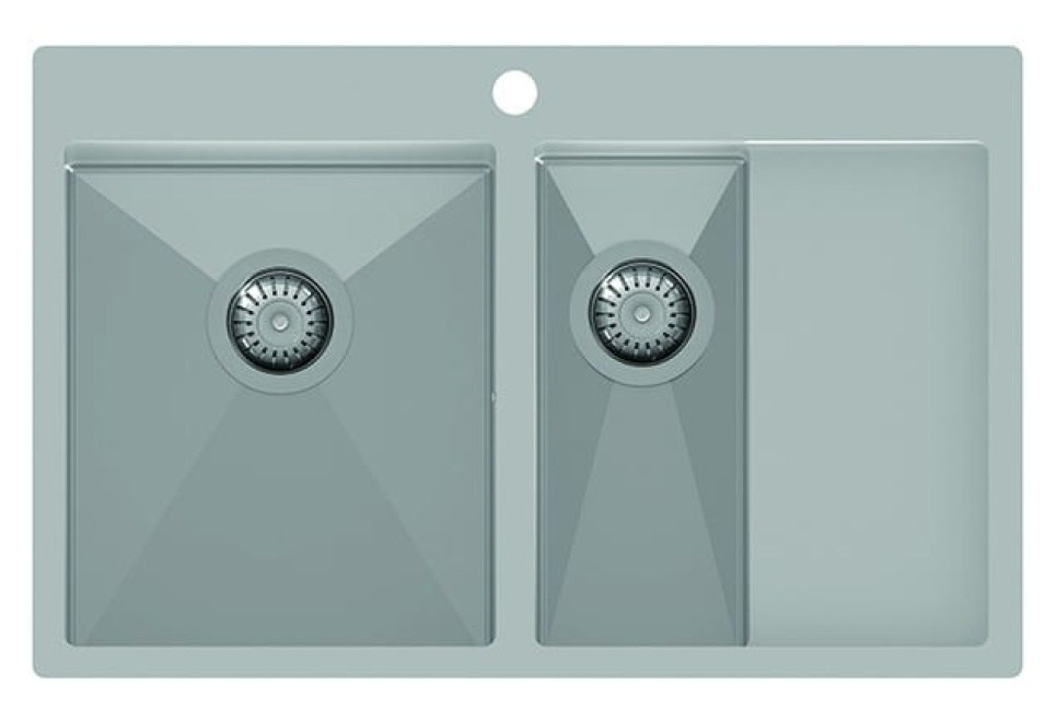 RVS dubbele spoelbak 780 x 500 mm met legbord rechts in de groep Keuken interieur / Wasbak bij The Kitchen Lab (1416-12561)