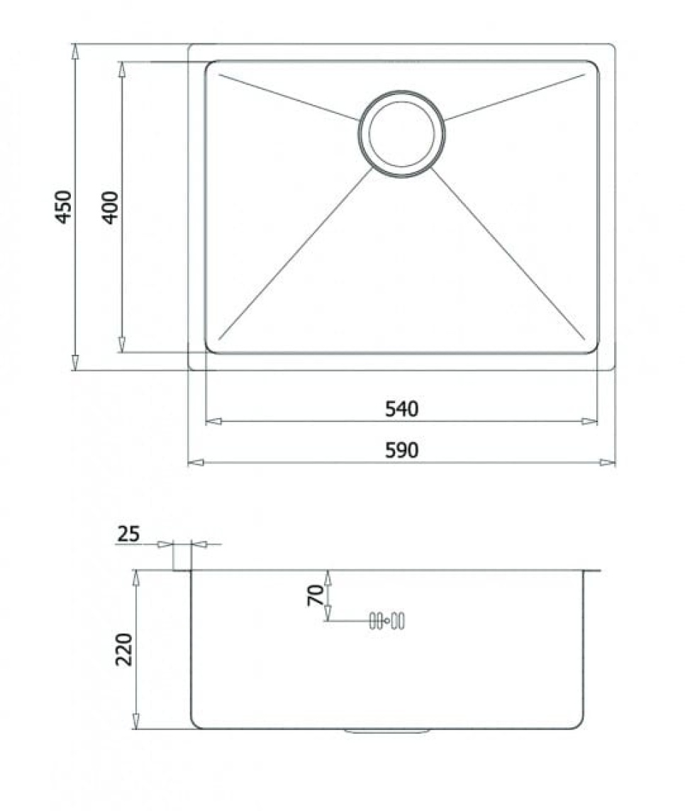 RVS spoelbak 590 x 450 mm RVS spoelbak 590 x 450 mm