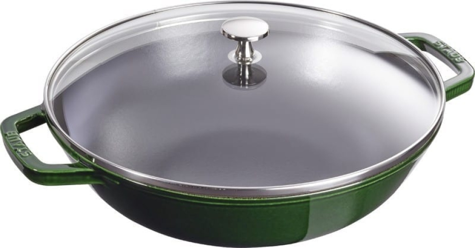 Wok met glazen deksel, 30 cm, groen - Staub in de groep Koken / Koekenpan / Wokpannen bij The Kitchen Lab (1418-13059)