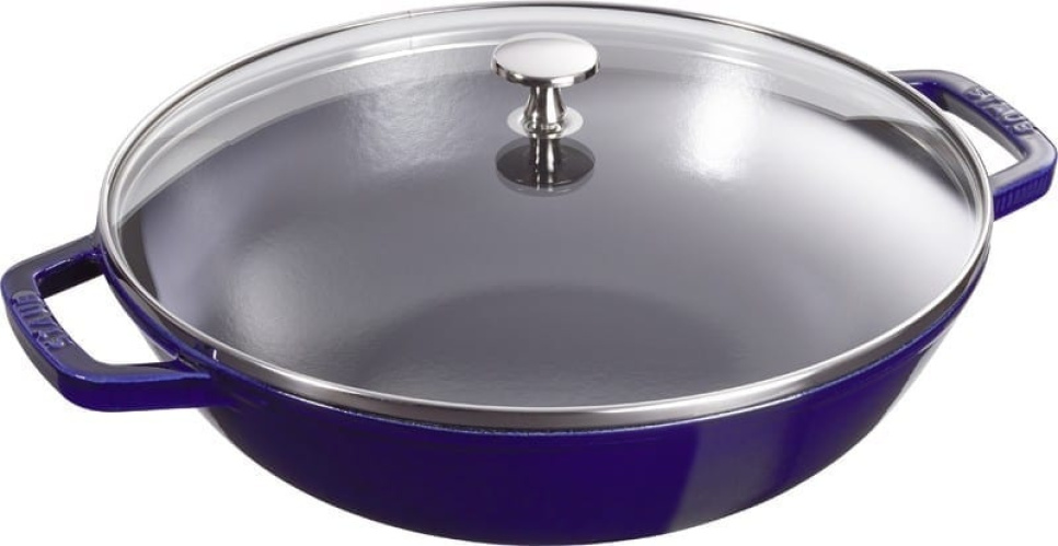 Wok met glazen deksel, 30 cm, blauw - Staub in de groep Koken / Koekenpan / Wokpannen bij The Kitchen Lab (1418-13061)