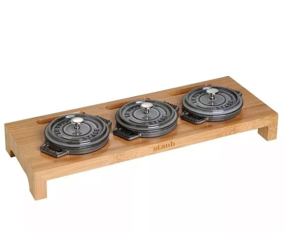 Houten houder voor 3 minipotten, bamboe - Staub in de groep Tafelschikking / Overig voor Tafelschikking en Serveren / Onderzetter bij The Kitchen Lab (1418-13517)