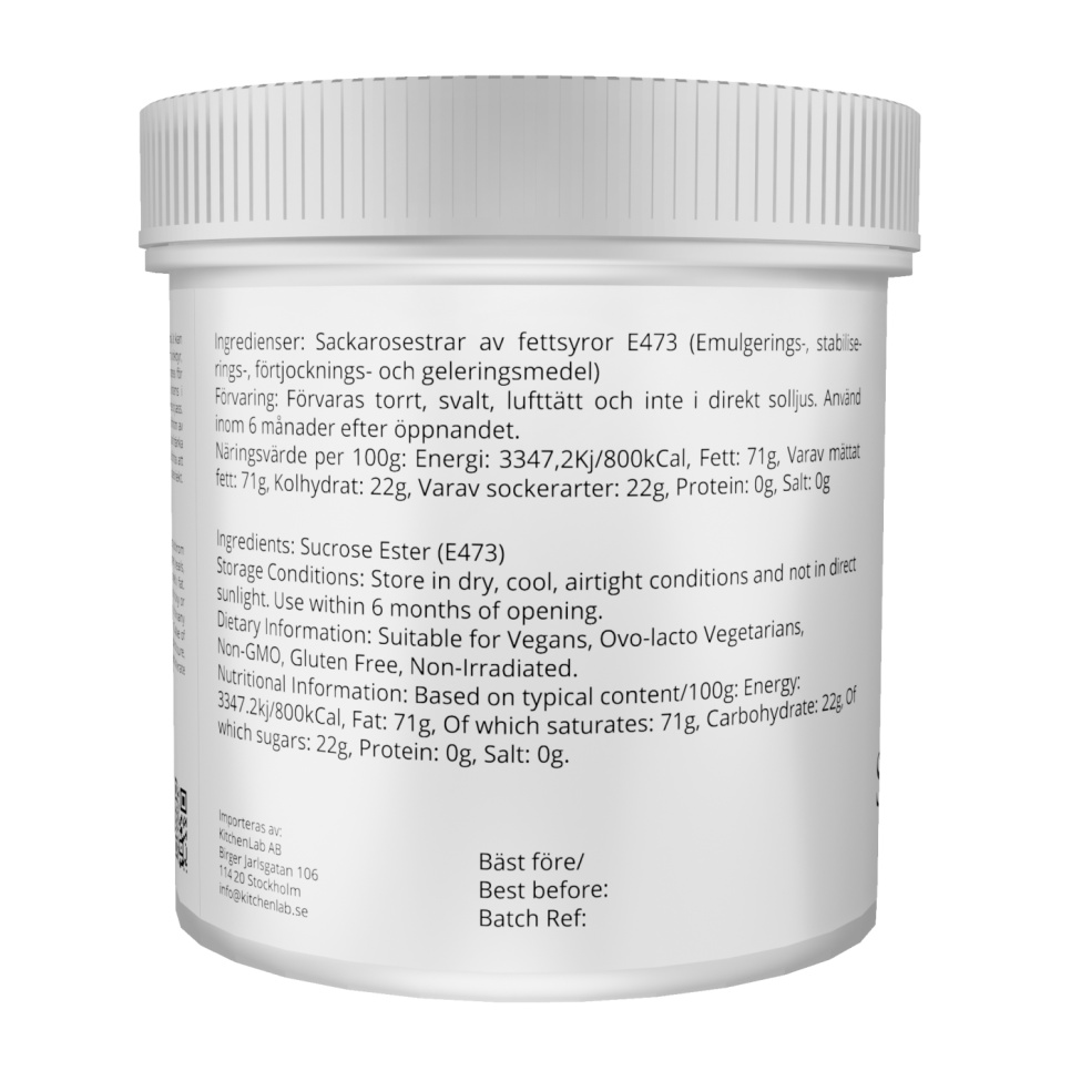Sucrose-esters van vetzuren (E473) - The Kitchen Lab - 100 g Sucrose-esters van vetzuren (E473) - The Kitchen Lab - 100 g