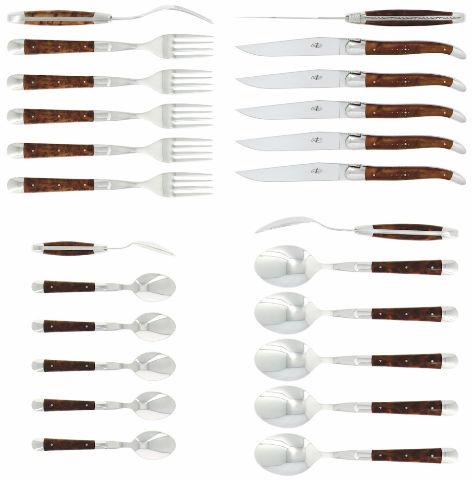 Bestekset 03, Tuja houten grepen, gepolijst, Tradition - Forge de Laguiole in de groep Tafelschikking / Bestek / Bestek bij The Kitchen Lab (1446-32858)