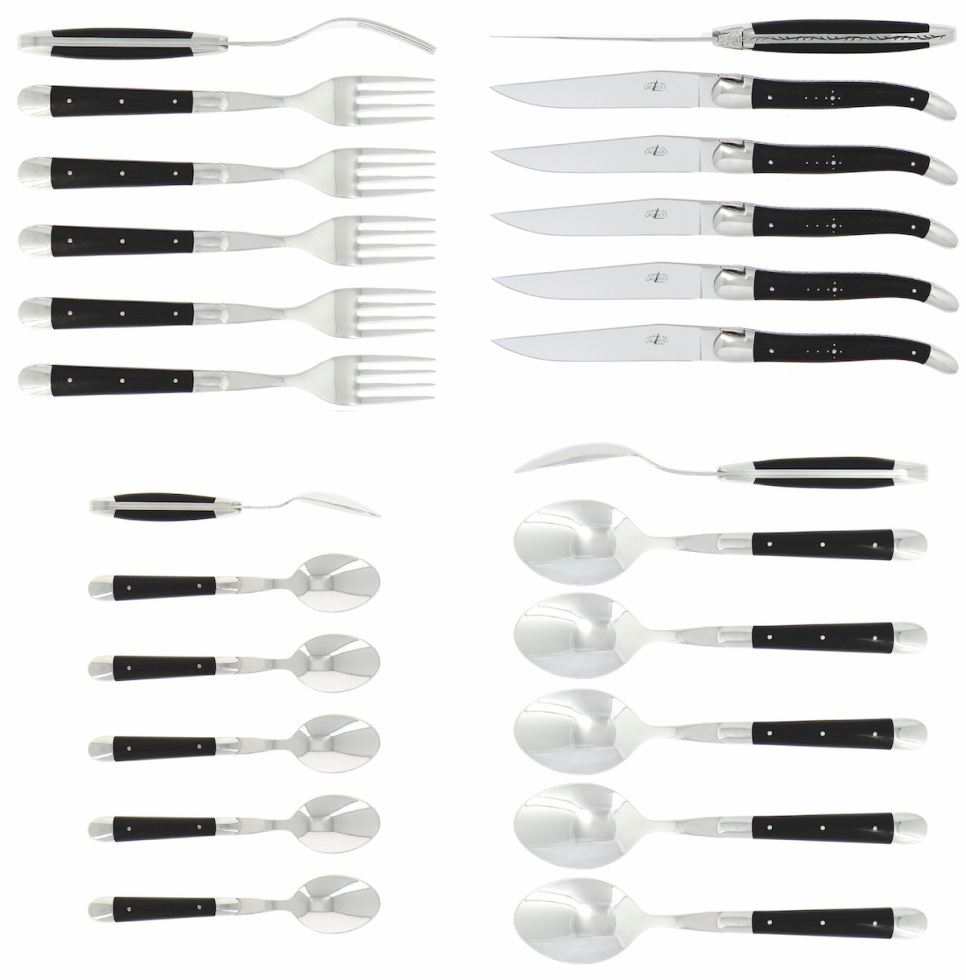 Bestekset 05, Ebbenhouten grepen, gepolijst, Tradition - Forge de Laguiole in de groep Tafelschikking / Bestek / Bestek bij The Kitchen Lab (1446-32862)