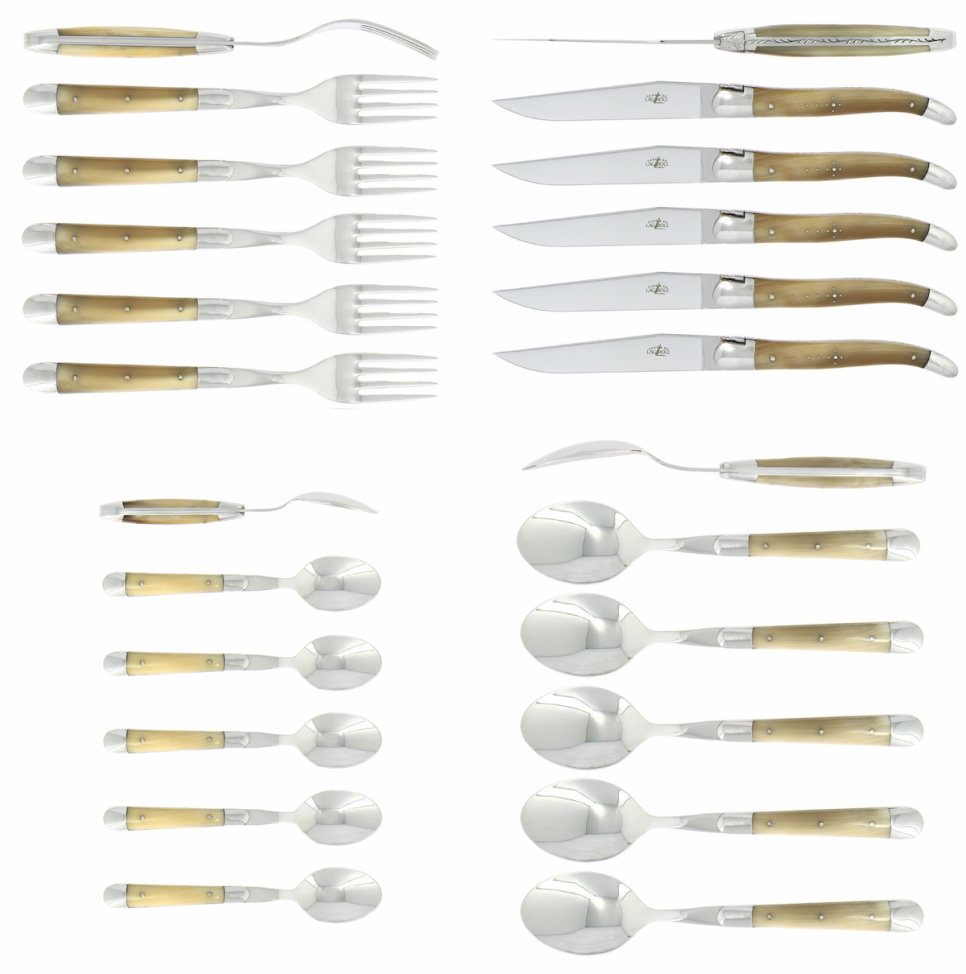 Bestekset 05, Handgrepen gepolijst hoorn, Tradition - Forge de Laguiole in de groep Tafelschikking / Bestek / Bestek bij The Kitchen Lab (1446-32864)