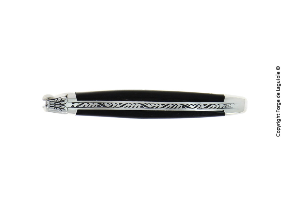 Vouwmes, 12 cm, handgreep donker hoorn, gepolijst, Tradition - Forge de Laguiole